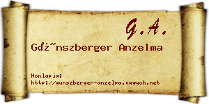 Günszberger Anzelma névjegykártya